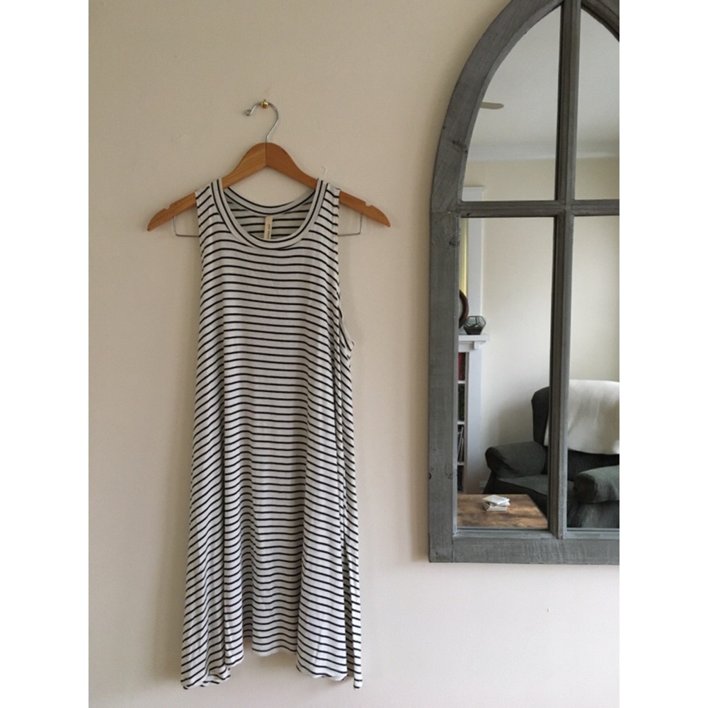 Lazy Sunday Black & White Striped Sun/Lounge Dress
